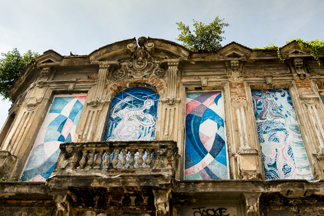 painted building detail